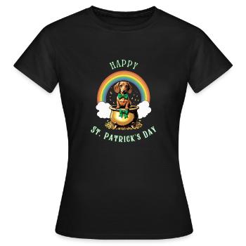 Pot d’or Teckel de la Saint-Patrick - T-shirt Femme - noir - Devant - AI Model Female 172 dark (172cm)