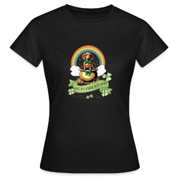 Pot d’or Teckel de la Saint-Patrick - T-shirt Femme - noir - Devant - AI Model Female 172 dark (172cm)