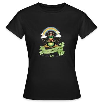 Teckel arc-en-ciel I Pot d’or Saint-Patrick - T-shirt Femme - noir - Devant - AI Model Female 172 dark (172cm)