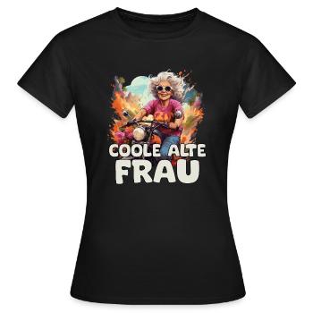 Coole Alte Frau lustige Oma auf Motorrad - Frauen T-Shirt - Schwarz - Vorne - AI Model Female 172 dark (172cm)