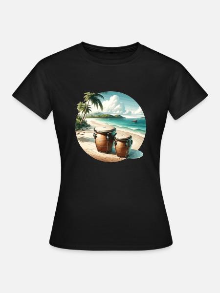 Bongos sur la plage tropicale - T-shirt Femme - noir