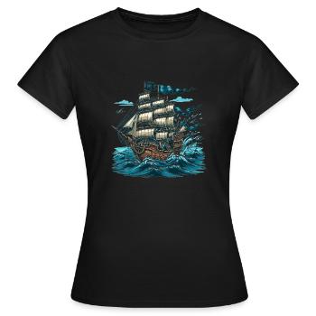 Adventurous pirate ship on the high seas - Women's T-Shirt - black - Front - AI Model Female 172 dark (172cm)