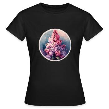 Lilas dessiné - T-shirt Femme - noir - Devant - AI Model Female 172 dark (172cm)