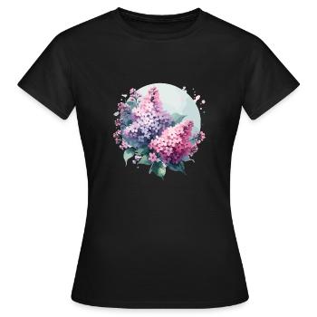 Lilas dessiné - T-shirt Femme - noir - Devant - AI Model Female 172 dark (172cm)