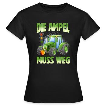 Die Ampel muss weg! Traktor rammt Ampel - Frauen T-Shirt - Schwarz - Vorne - AI Model Female 172 dark (172cm)