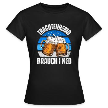 Lederhose Trachtenhemd Lustig Bayern Bierzelt - Frauen T-Shirt - Schwarz - Vorne - AI Model Female 172 dark (172cm)