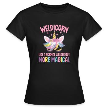 Weldicorn soudage comme un cadeau de fille soudeuse normale - T-shirt Femme - noir - Devant - AI Model Female 172 dark (172cm)