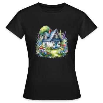Maison de campagne pittoresque - T-shirt Femme - noir - Devant - AI Model Female 172 dark (172cm)