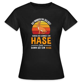 Kaninchen Feldhase Hasenbesitzerin Hase - Frauen T-Shirt - Schwarz - Vorne - AI Model Female 172 dark (172cm)