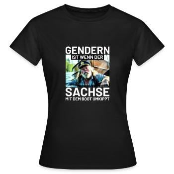 Boot Sachse - Frauen T-Shirt - Schwarz - Vorne - AI Model Female 172 dark (172cm)