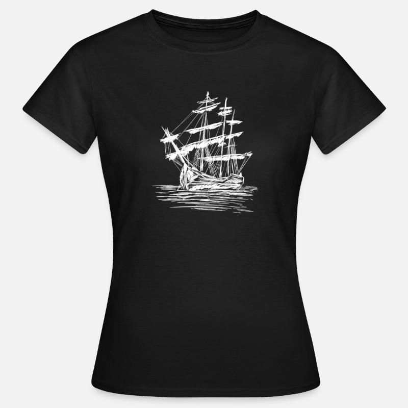 Sailing Ship Sketch - Women's T-Shirt - black