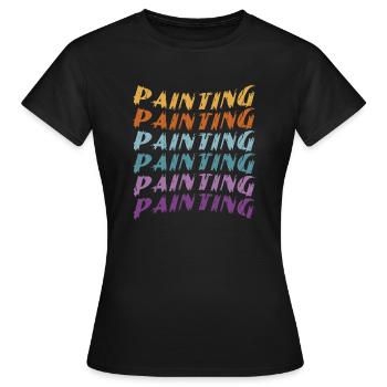 Peinture Peinture Coulée Vernis Construction Peinture - T-shirt Femme - noir - Devant - AI Model Female 172 dark (172cm)