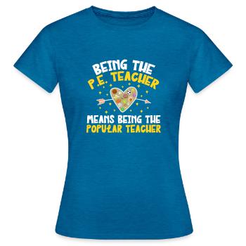 Professeur d’éducation physique Professeur d’éducation physique - T-shirt Femme - bleu saphir antique chiné - Devant - AI Model Female 172 dark (172cm)