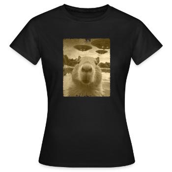 Selfie drôle de Capybara - T-shirt Femme - noir - Devant - AI Model Female 172 dark (172cm)