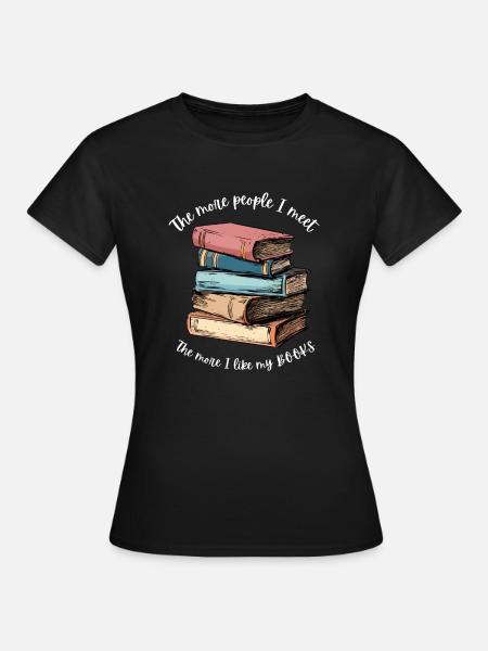 Stapel mit Büchern . Du liebst Bücher - Frauen T-Shirt - Schwarz