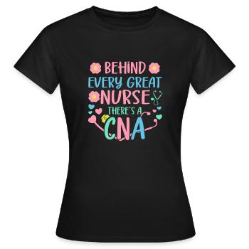 CNA Nursing Quotes Funny Nurse Lovers Cute CNA - Women's T-Shirt - black - Front - AI Model Female 172 dark (172cm)
