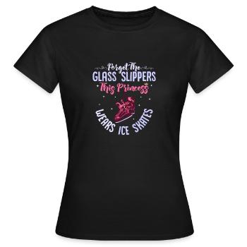 Princesse de la patinoire : patins par-dessus pantoufles - T-shirt Femme - noir - Devant - AI Model Female 172 dark (172cm)