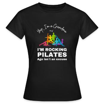 Oui, je suis une grand-mère de Pilates pour le cours de Pilates - T-shirt Femme - noir - Devant - AI Model Female 172 dark (172cm)