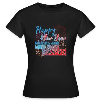 Silvester Neujahr Silvesterparty - Frauen T-Shirt - Schwarz - Vorne - AI Model Female 172 dark (172cm)