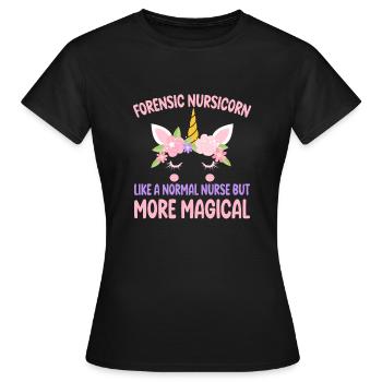 Nursicorn médico-légale comme une infirmière médico-légale normale - T-shirt Femme - noir - Devant - AI Model Female 172 dark (172cm)