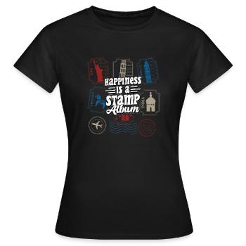 La joie d’un album de timbres : la fierté du collectionneur - T-shirt Femme - noir - Devant - AI Model Female 172 dark (172cm)