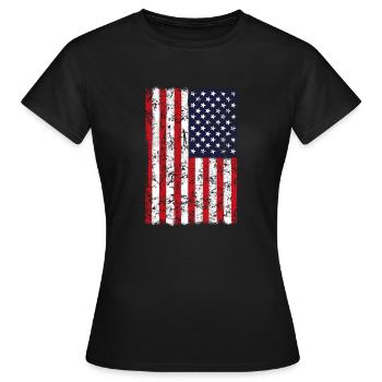 Drapeau des États-Unis vertical - T-shirt Femme - noir - Devant - AI Model Female 172 dark (172cm)