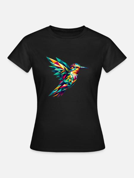 Colibri dans la représentation polygonale - T-shirt Femme - noir