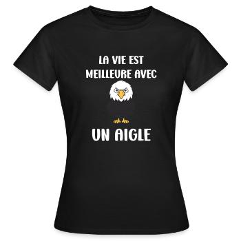 Citation humour Oiseau aigle - T-shirt Femme - noir - Devant - AI Model Female 172 dark (172cm)