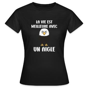 Citation humour Oiseau aigle - T-shirt Femme - noir - Devant - AI Model Female 172 dark (172cm)