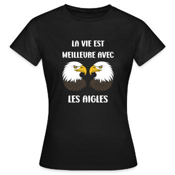 Citation humour Oiseau aigle - T-shirt Femme - noir - Devant - AI Model Female 172 dark (172cm)