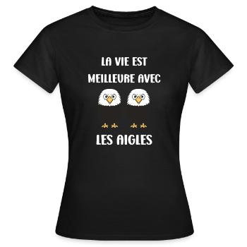 Citation humour Oiseau aigle - T-shirt Femme - noir - Devant - AI Model Female 172 dark (172cm)