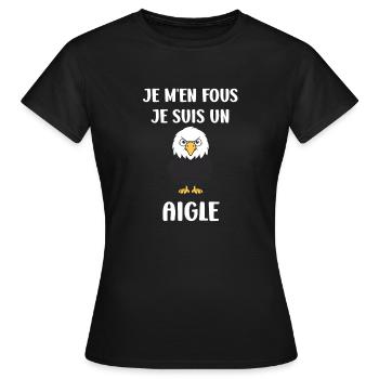 Citation humour Oiseau aigle - T-shirt Femme - noir - Devant - AI Model Female 172 dark (172cm)