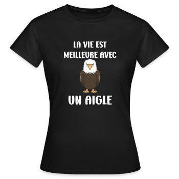 Citation humour Oiseau aigle - T-shirt Femme - noir - Devant - AI Model Female 172 dark (172cm)