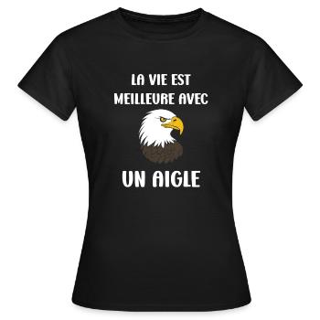 Citation humour Oiseau aigle - T-shirt Femme - noir - Devant - AI Model Female 172 dark (172cm)