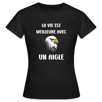 Citation humour Oiseau aigle - T-shirt Femme - noir - Devant - AI Model Female 172 dark (172cm)