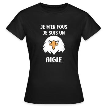 Citation humour Oiseau aigle - T-shirt Femme - noir - Devant - AI Model Female 172 dark (172cm)