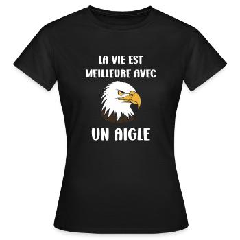 Citation humour Oiseau aigle - T-shirt Femme - noir - Devant - AI Model Female 172 dark (172cm)