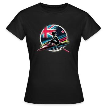 Drapeau de la Nouvelle-Zélande Rameur Mâle Rameur Pat - T-shirt Femme - noir - Devant - AI Model Female 172 dark (172cm)