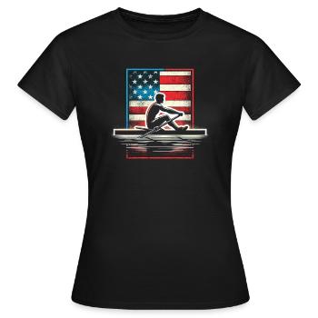 Patriote à la godille arborant le drapeau des Nations Unies - T-shirt Femme - noir - Devant - AI Model Female 172 dark (172cm)
