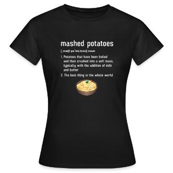 Purée de pommes de terre Purée de pommes de terre - T-shirt Femme - noir - Devant - AI Model Female 172 dark (172cm)