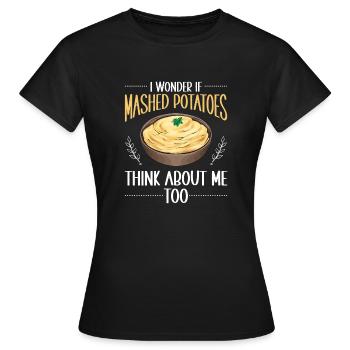 Purée de pommes de terre Purée de pommes de terre - T-shirt Femme - noir - Devant - AI Model Female 172 dark (172cm)