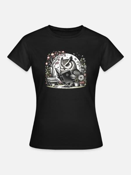 Eulen-lesebuch – Full Moon Scenery Reader - Frauen T-Shirt - Schwarz