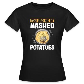 Purée de pommes de terre Purée de pommes de terre - T-shirt Femme - noir - Devant - AI Model Female 172 dark (172cm)