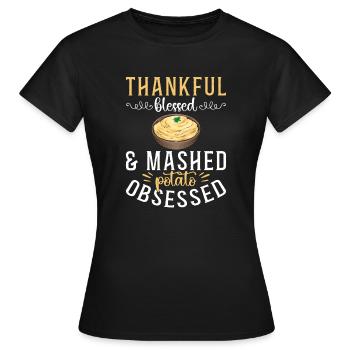 Purée de pommes de terre Purée de pommes de terre - T-shirt Femme - noir - Devant - AI Model Female 172 dark (172cm)