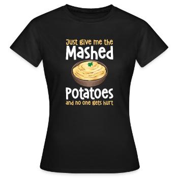 Purée de pommes de terre Purée de pommes de terre - T-shirt Femme - noir - Devant - AI Model Female 172 dark (172cm)