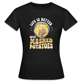 Purée de pommes de terre Purée de pommes de terre - T-shirt Femme - noir - Devant - AI Model Female 172 dark (172cm)