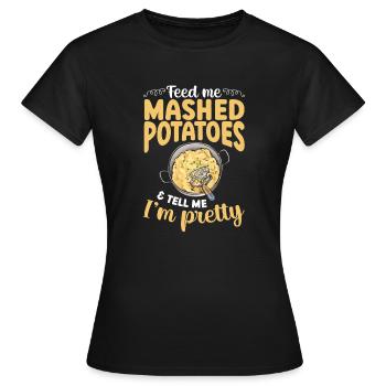 Purée de pommes de terre Purée de pommes de terre - T-shirt Femme - noir - Devant - AI Model Female 172 dark (172cm)