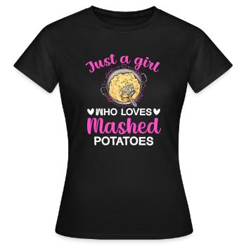 Purée de pommes de terre Purée de pommes de terre - T-shirt Femme - noir - Devant - AI Model Female 172 dark (172cm)