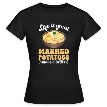 Purée de pommes de terre Purée de pommes de terre - T-shirt Femme - noir - Devant - AI Model Female 172 dark (172cm)