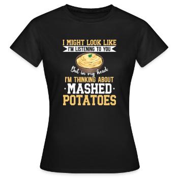 Purée de pommes de terre Purée de pommes de terre - T-shirt Femme - noir - Devant - AI Model Female 172 dark (172cm)